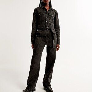 Abercrombie & Fitch Boilersuit Jumpsuit Long Sleeve Denim Black Size xl